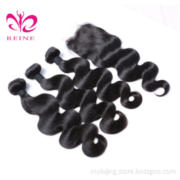 Wholesale Vendors for Raw Virgin Hair Brazilian Body Wave Bundles with Closure 3 Bundles with Closure Unprocessed Human Hair